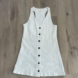 Allfenix White Button-Down Sleeveless Denim Dress size S